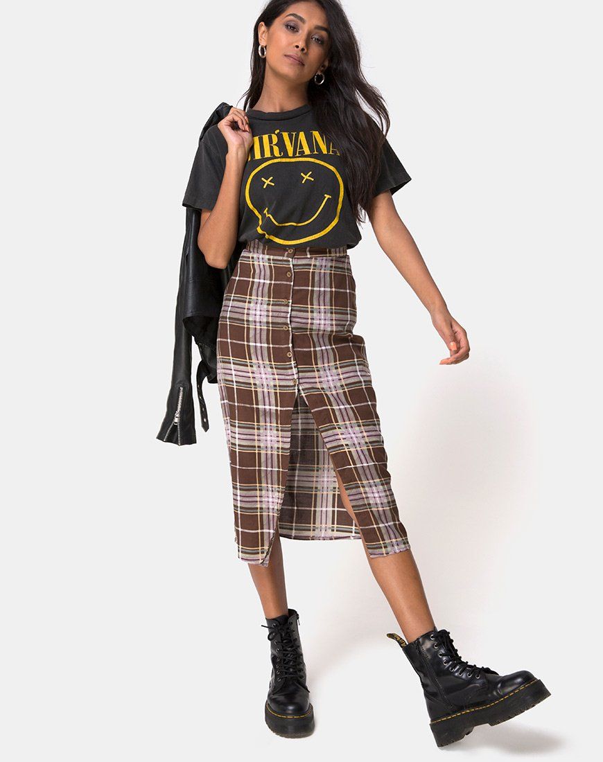 Kaisa Midi Skirt in Tartan Brown sold by Motel Rocks product image thumbnail 3
