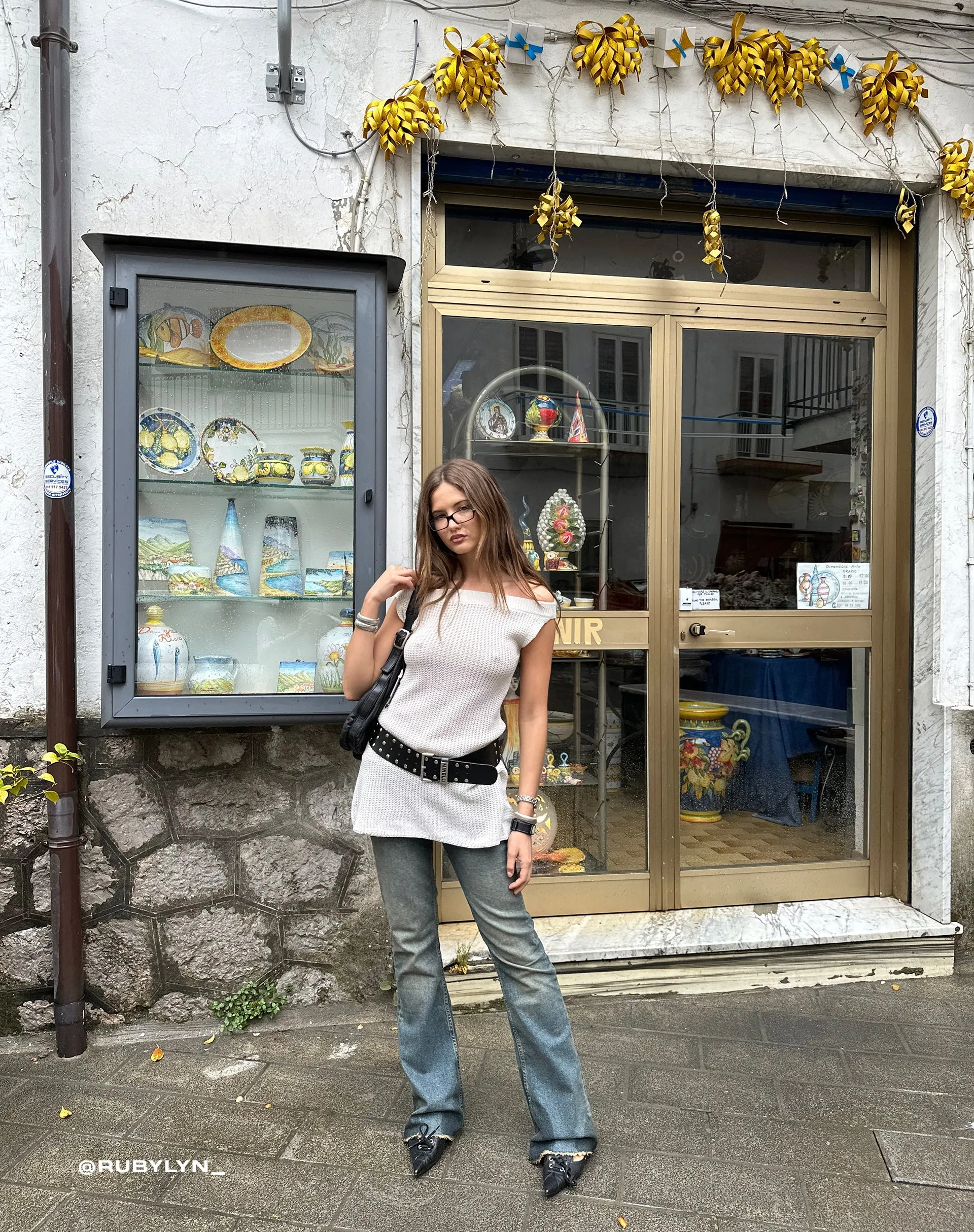 Vivian Knitted Bardot Mini Dress in Ivory sold by Motel Rocks