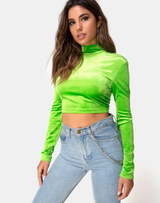 Lara Crop top in Velvet Lime sold by Motel Rocks