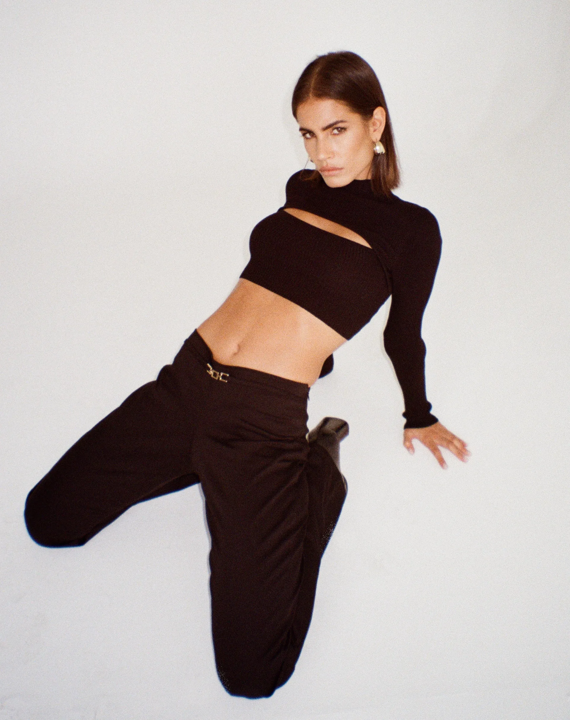 Tronis Crop Top in Rib Black sold by Motel Rocks