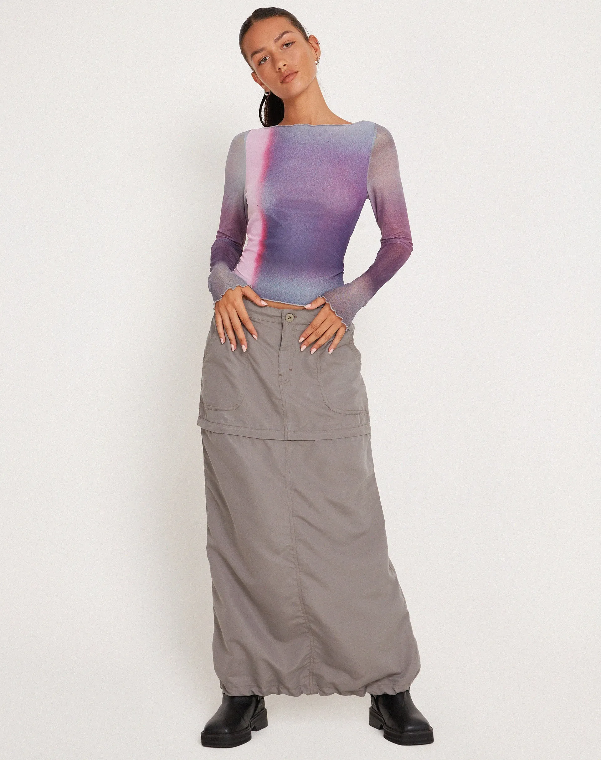 Armali Long Sleeve Top in Mesh Pink Digi Print sold by Motel Rocks product image thumbnail 5