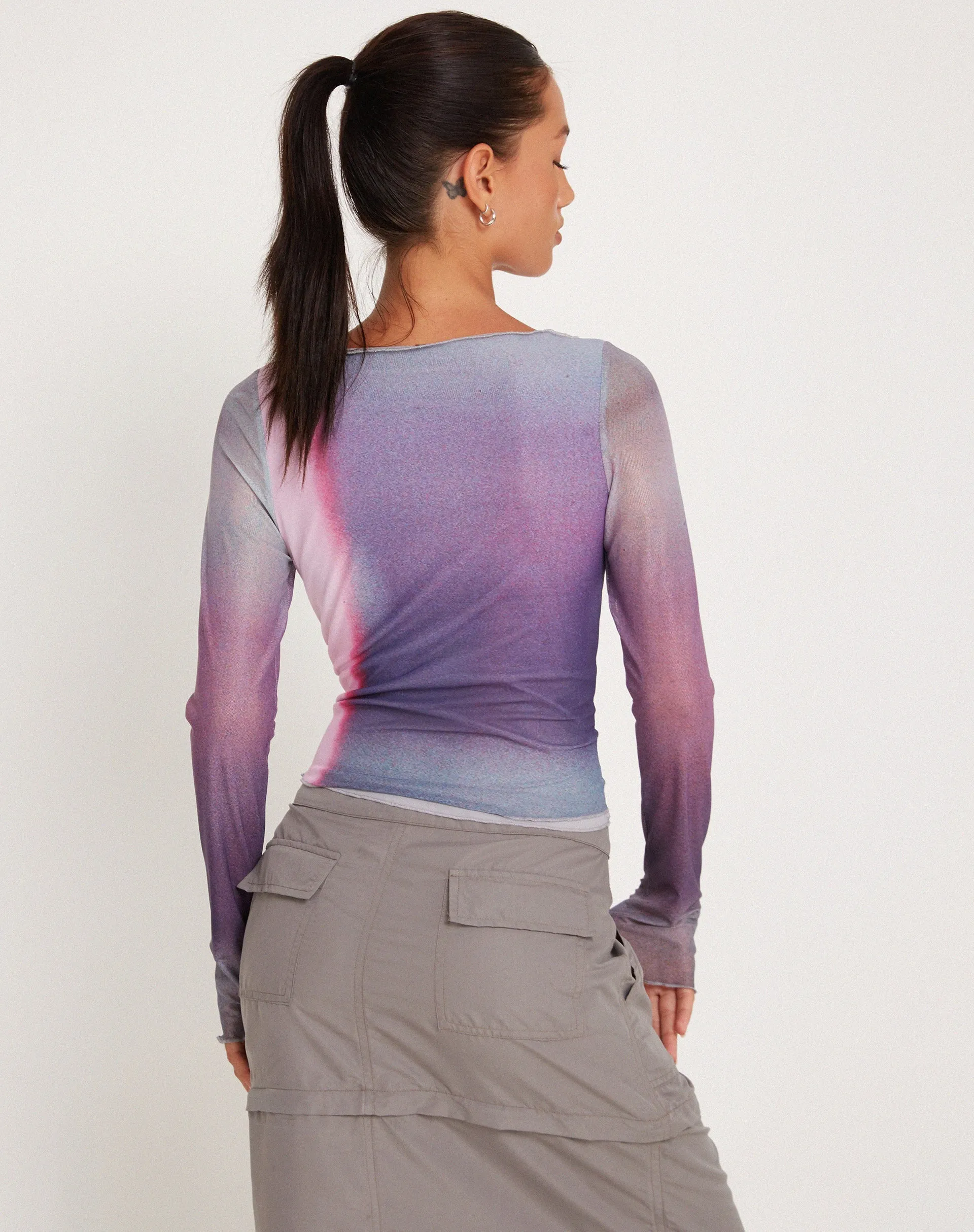Armali Long Sleeve Top in Mesh Pink Digi Print sold by Motel Rocks product image thumbnail 3