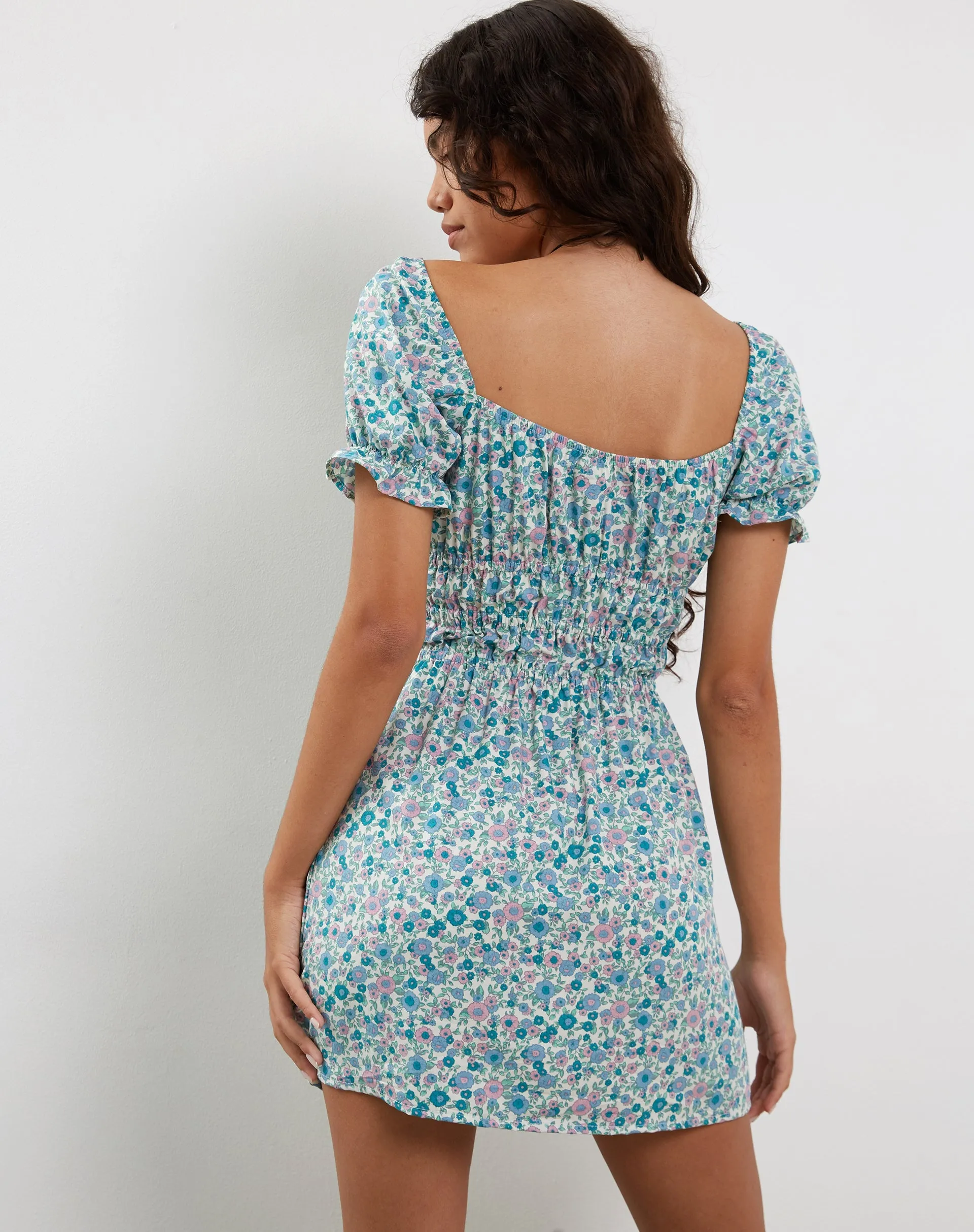 Rosmilly Mini Dress in Flower Power Blue sold by Motel Rocks product image thumbnail 3