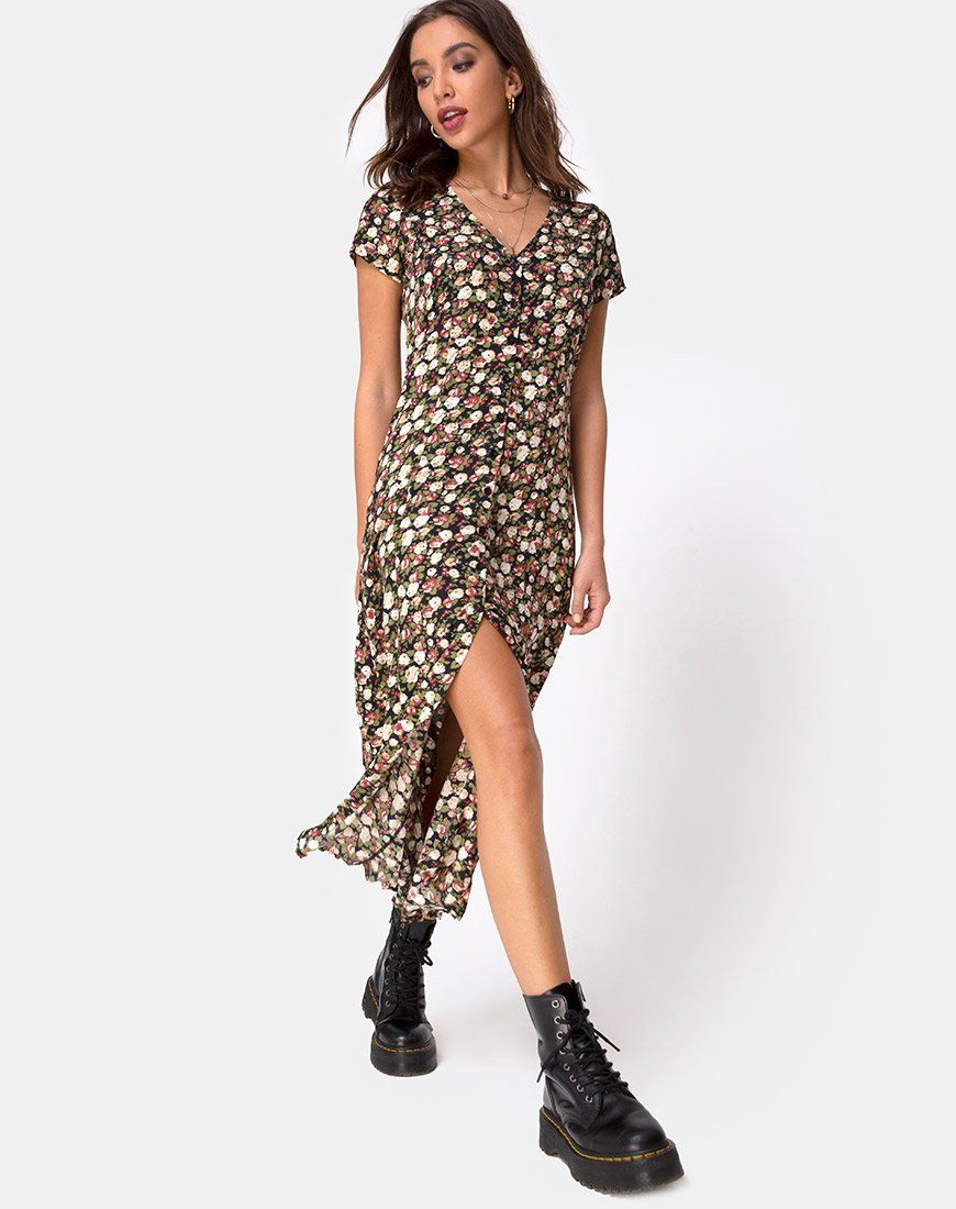 Sanrin Midi Dress in Courtney Floral sold by Motel Rocks