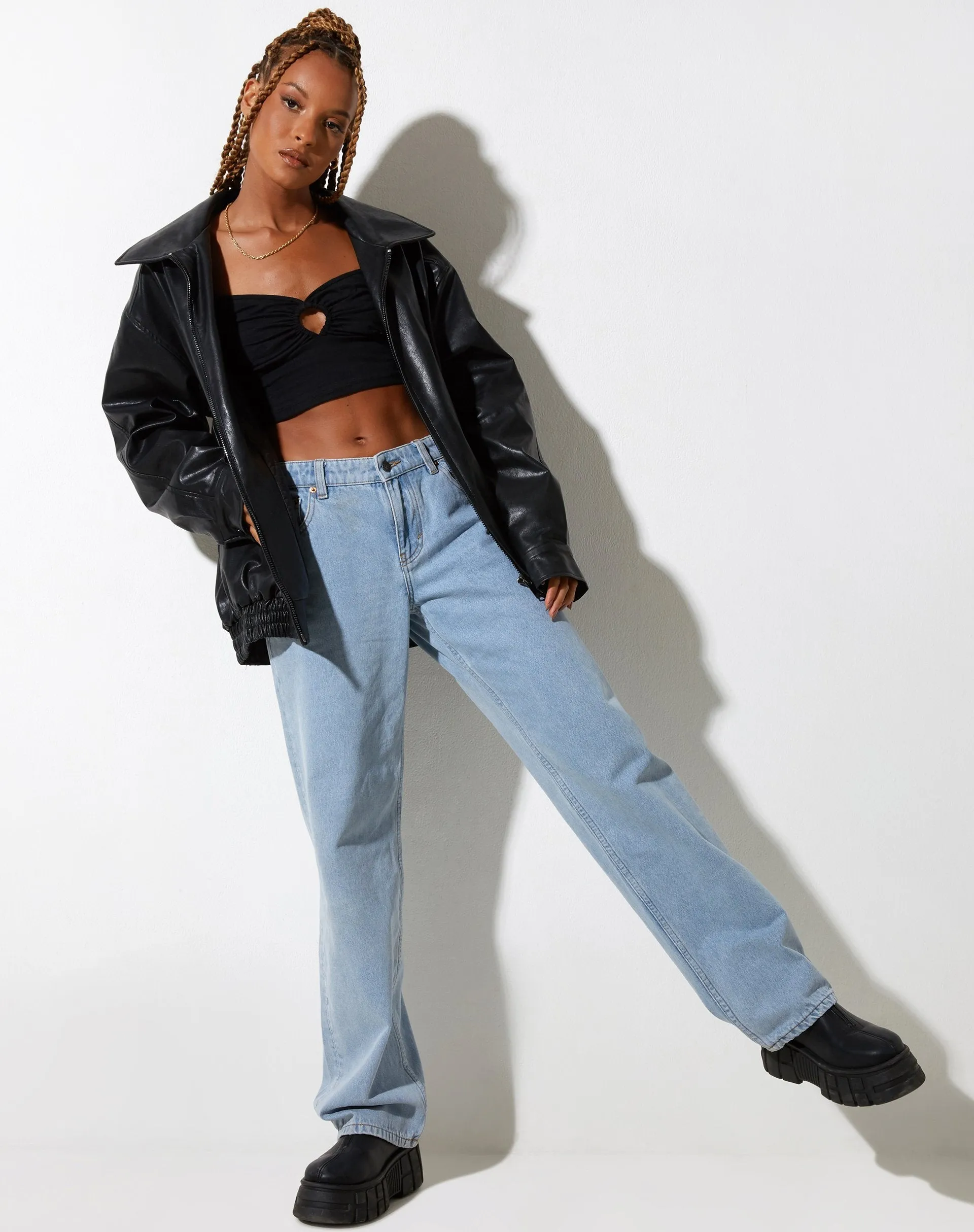 Loca Crop Top in Lycra Black sold by Motel Rocks product image thumbnail 3