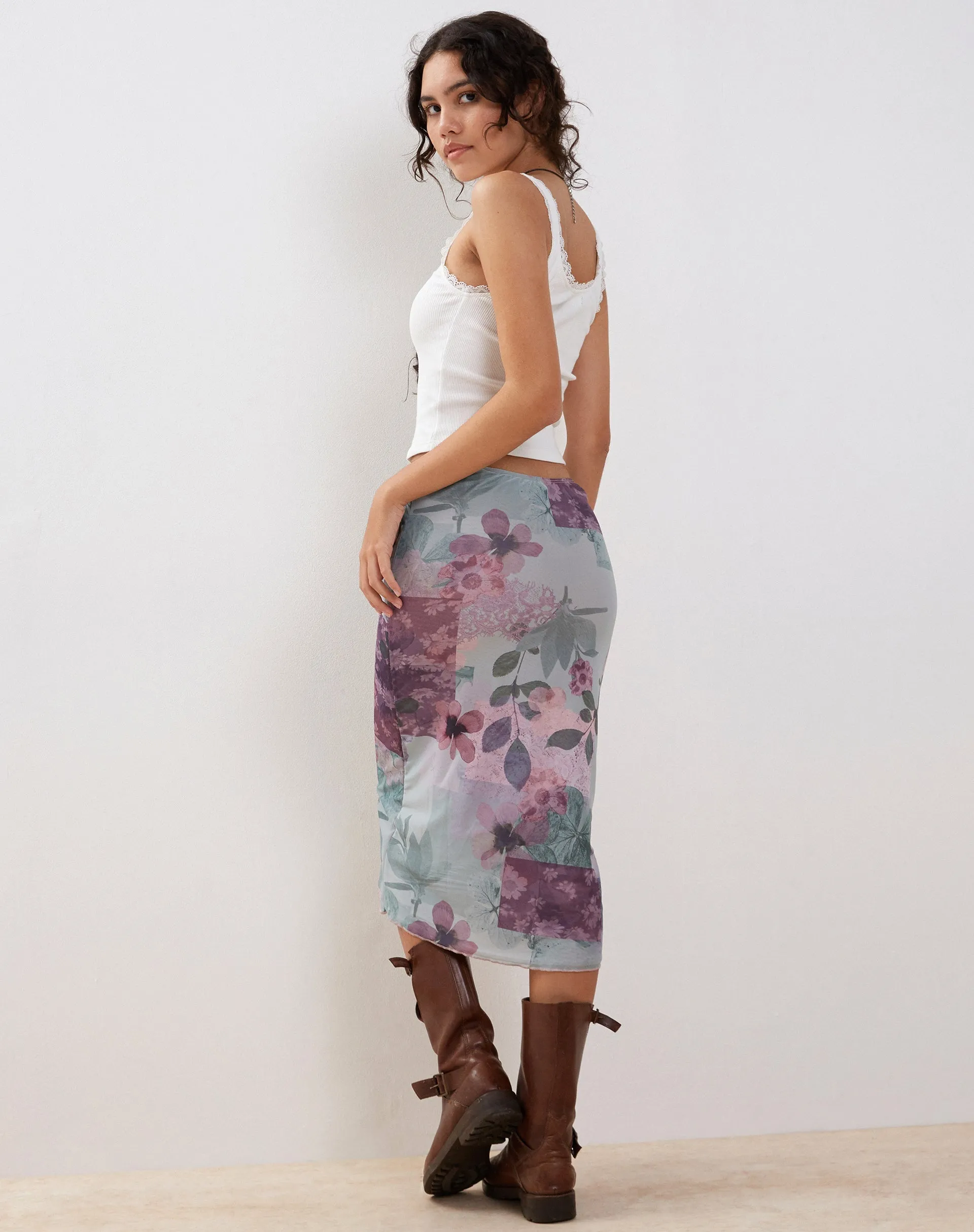 Rujha Midi Skirt in Abstract Scrapbook sold by Motel Rocks product image thumbnail 3