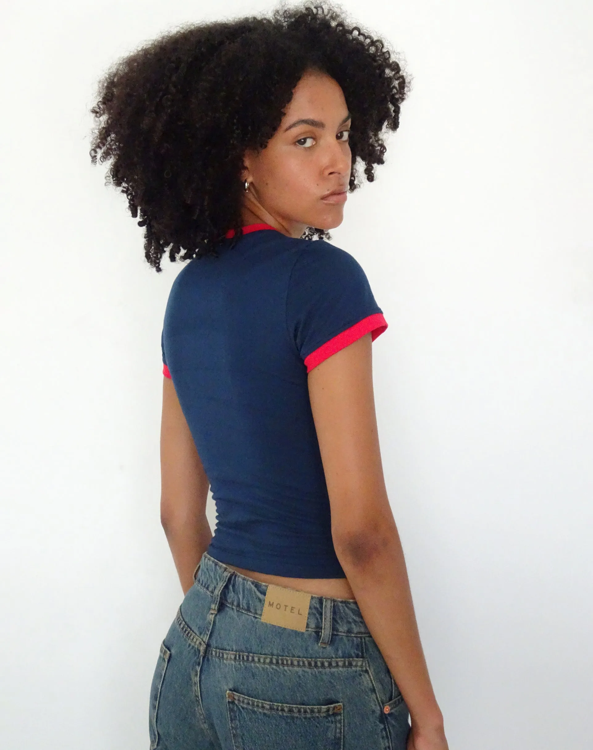 Salda Sporty Fitted Tee in Navy sold by Motel Rocks product image thumbnail 4