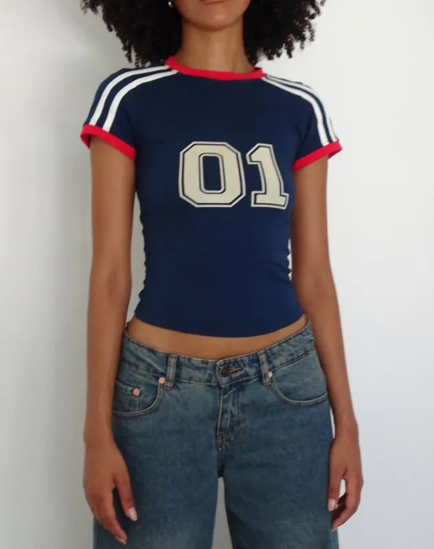 Salda Sporty Fitted Tee in Navy sold by Motel Rocks