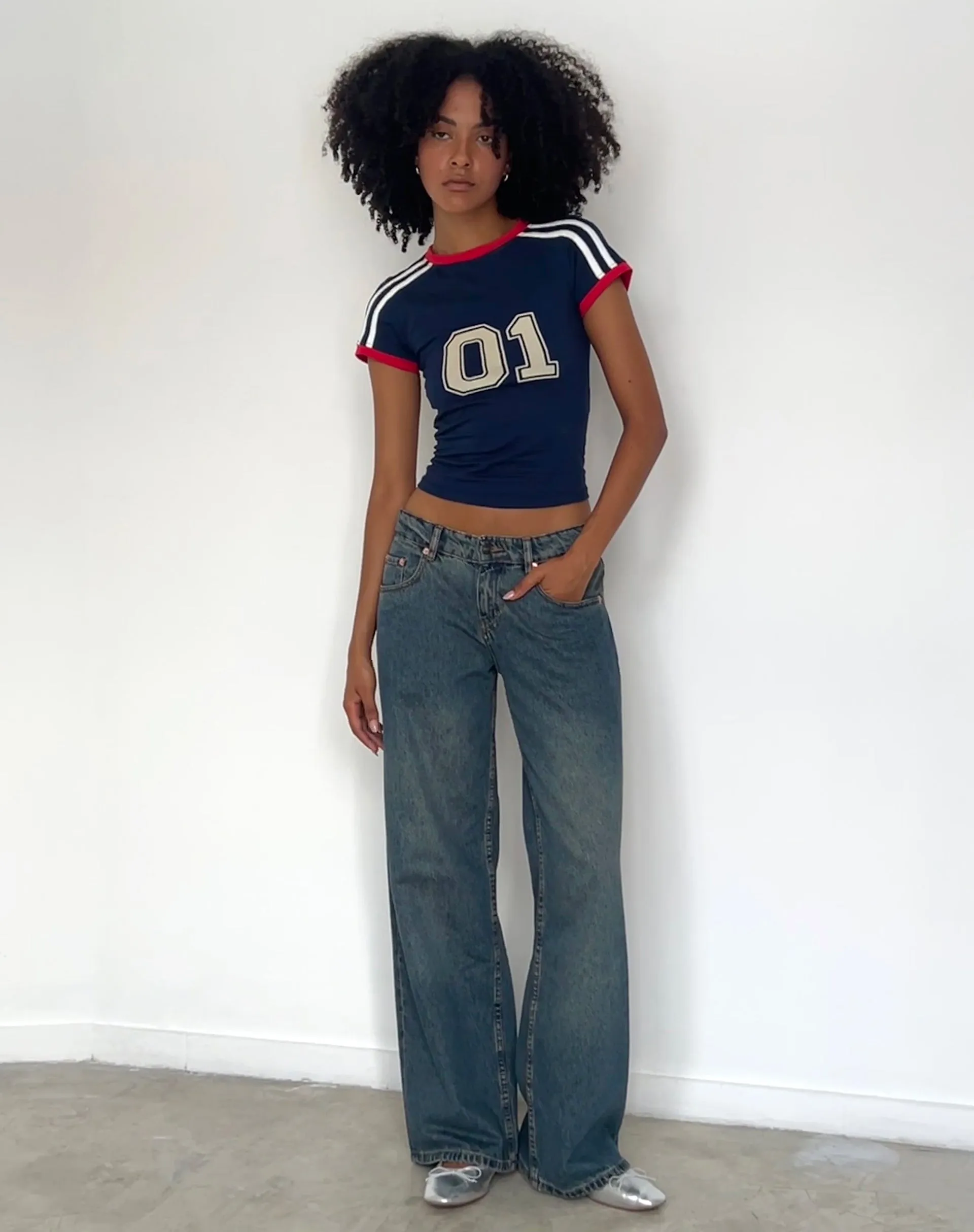 Salda Sporty Fitted Tee in Navy sold by Motel Rocks product image thumbnail 2