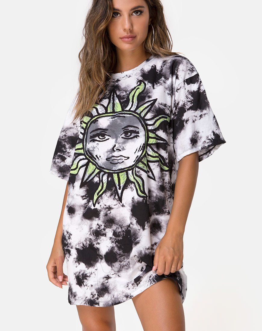Sunny Kiss Tee in Tie Dye Celestial Lime sold by Motel Rocks