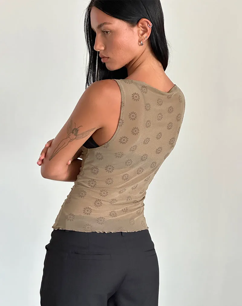 Dudley Vest Top in Daisy Flock Light Brown sold by Motel Rocks product image thumbnail 5