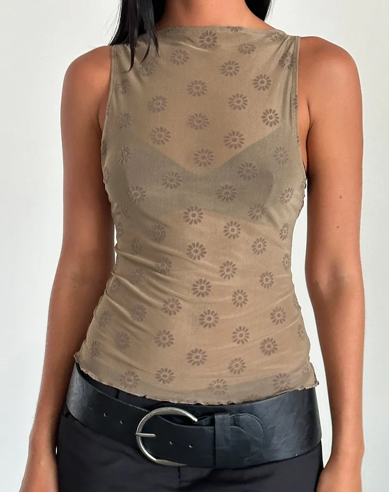 Dudley Vest Top in Daisy Flock Light Brown sold by Motel Rocks product image thumbnail 2