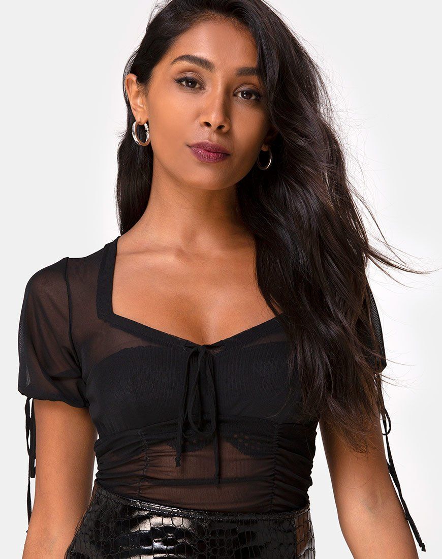Guinevre Top in Black Net sold by Motel Rocks product image thumbnail 2