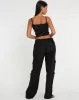 Ello Corset Top in Black Rose Flock sold by Motel Rocks