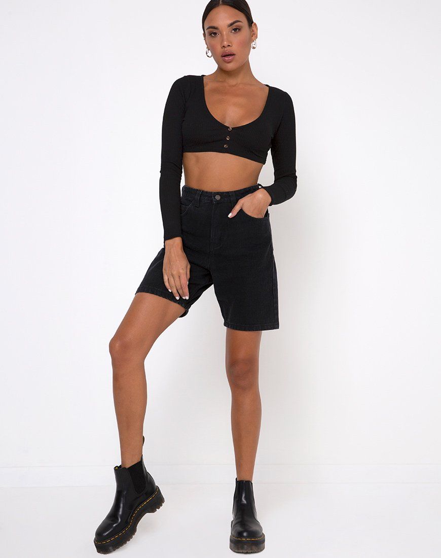 Gato Crop Top in Rib Black sold by Motel Rocks product image thumbnail 4