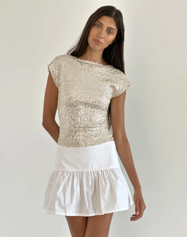 Erika Backless Top in Neutral Sequin sold by Motel Rocks
