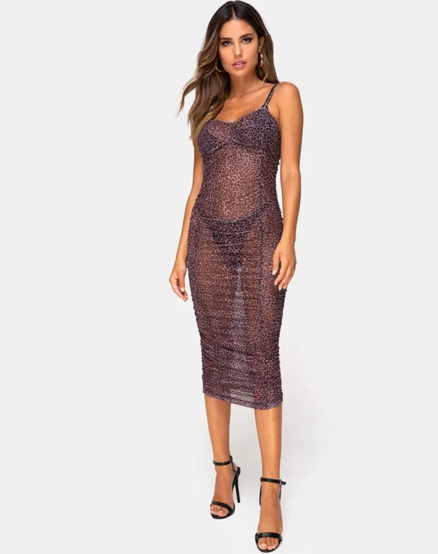Mauna Maxi Dress in Rar Leopard Mesh sold by Motel Rocks