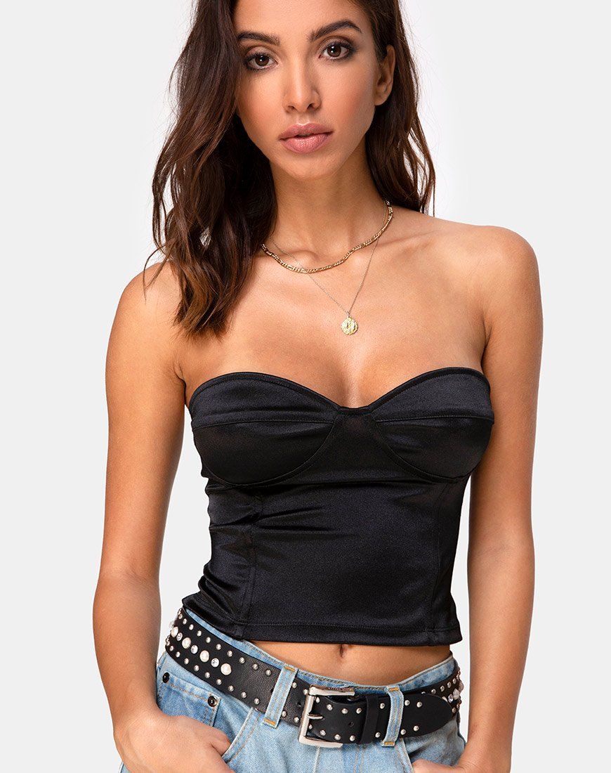 Corala Corset Top in Black sold by Motel Rocks