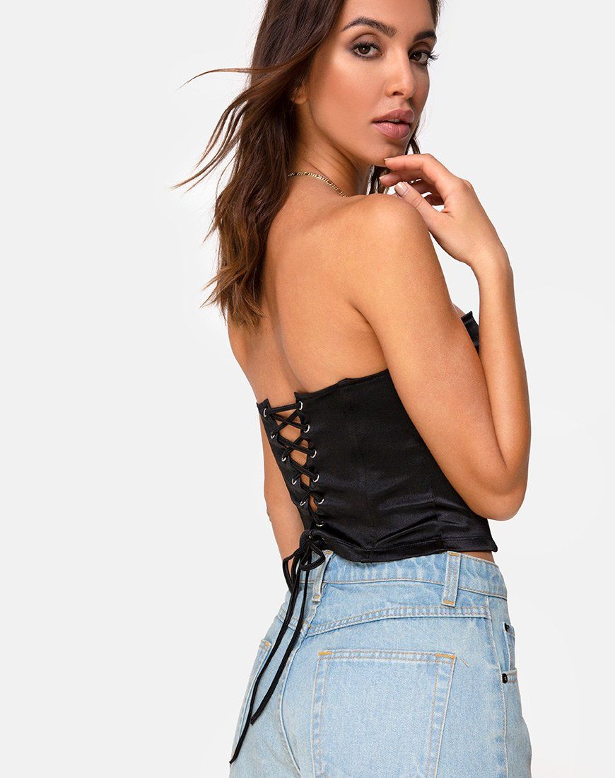 Corala Corset Top in Black sold by Motel Rocks product image thumbnail 2