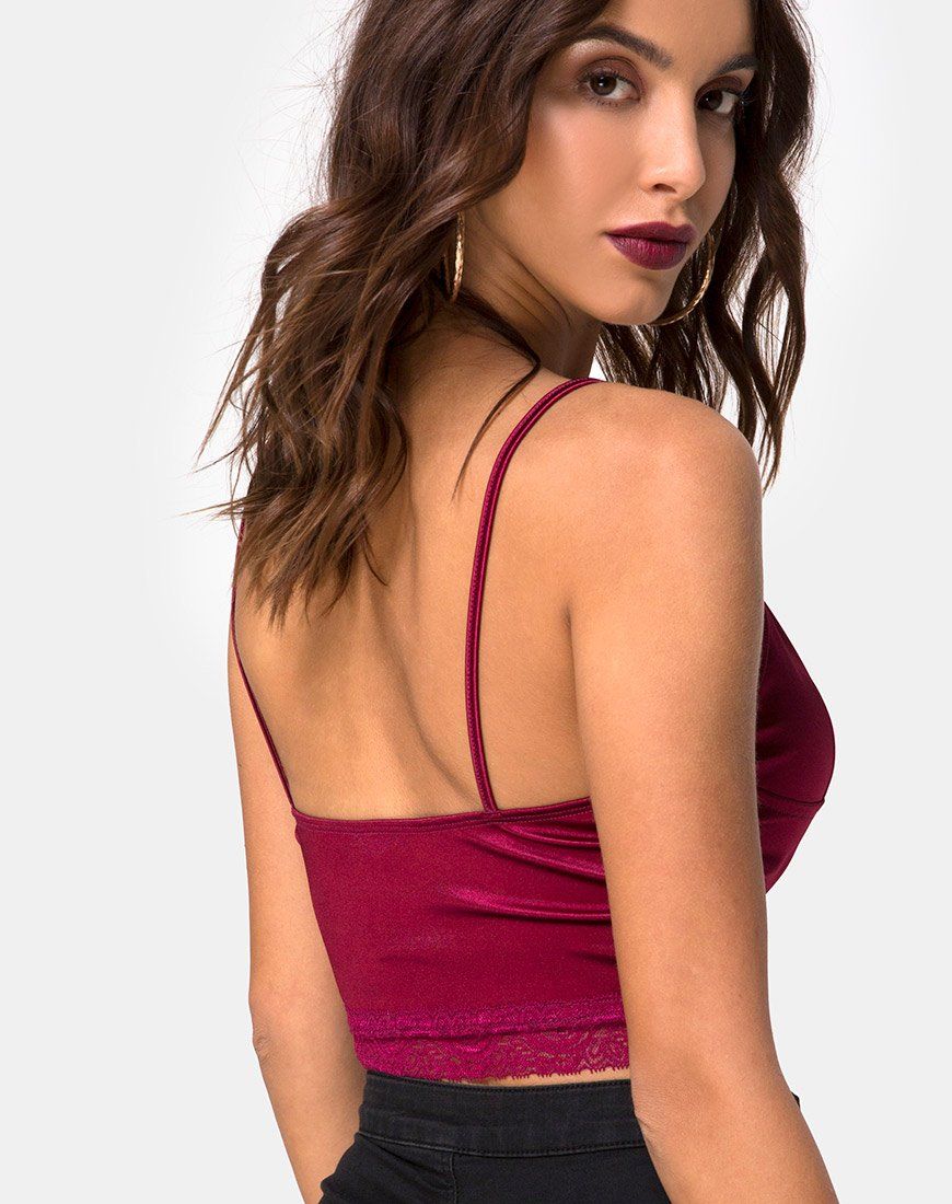 Dyrana Top in Burgundy with Burgundy Lace sold by Motel Rocks product image thumbnail 2