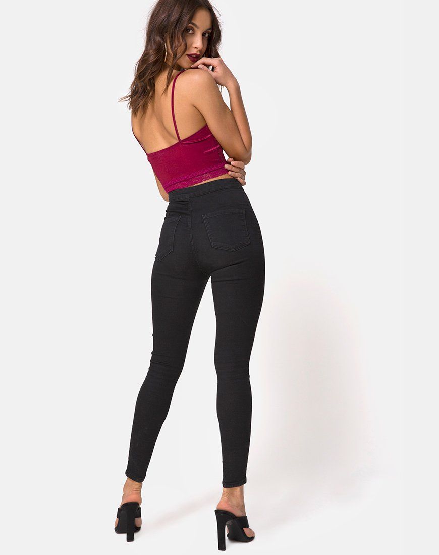 Dyrana Top in Burgundy with Burgundy Lace sold by Motel Rocks product image thumbnail 4