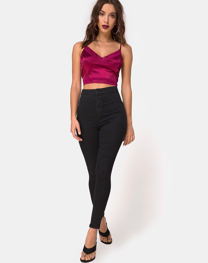 Dyrana Top in Burgundy with Burgundy Lace sold by Motel Rocks product image thumbnail 3