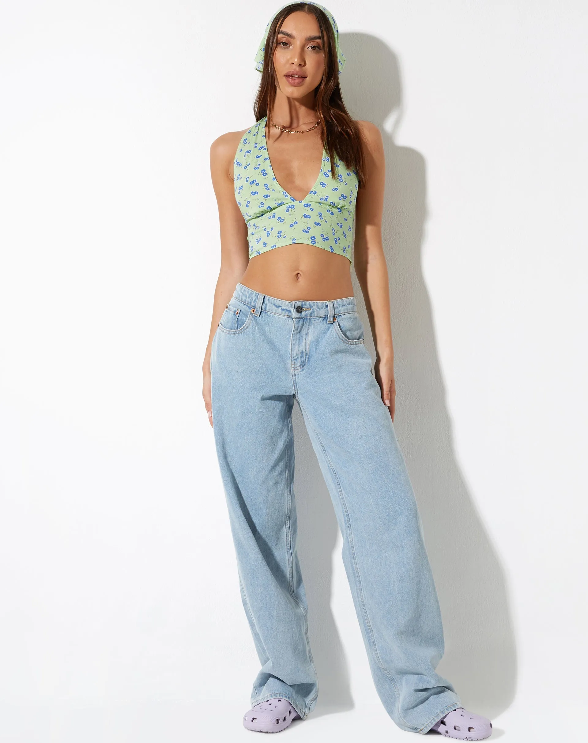 Nanda Crop Top in Lime Floral sold by Motel Rocks product image thumbnail 5