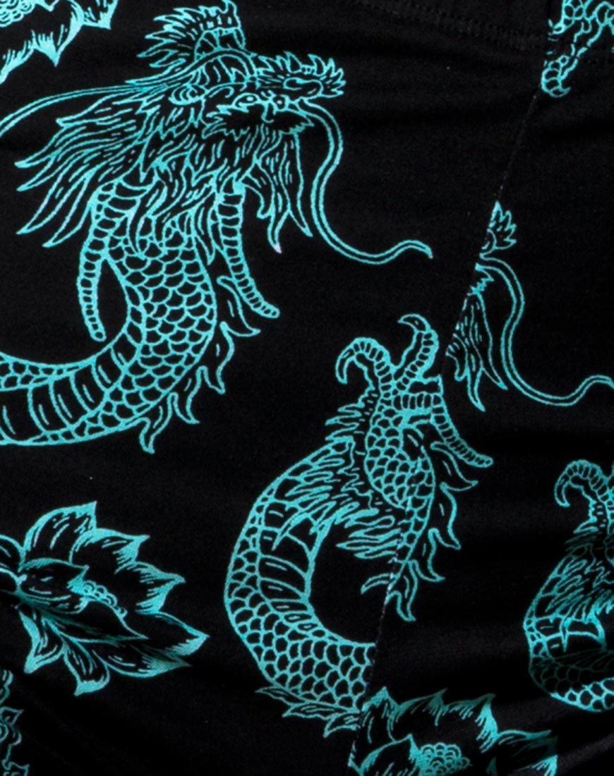 Hot Pant in Dragon Flower Black and Mint sold by Motel Rocks product image thumbnail 5