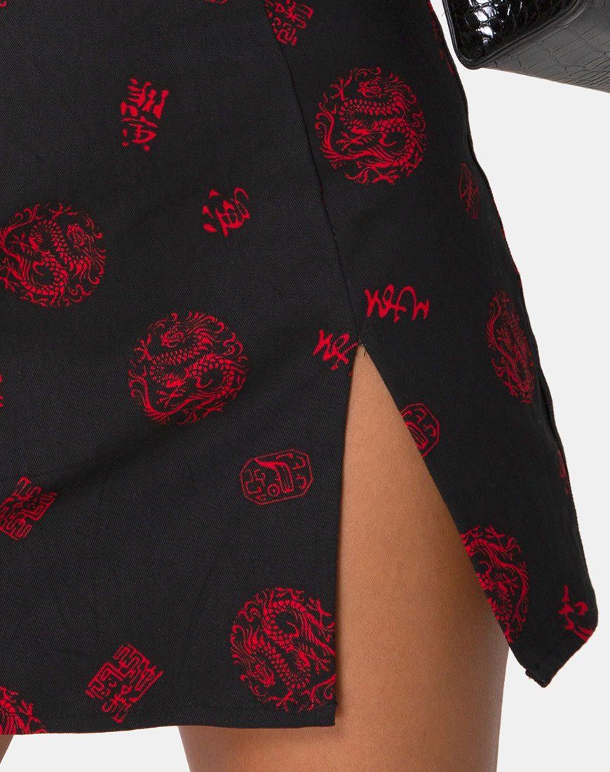 Pelmet Skirt in China Town Black Red sold by Motel Rocks product image thumbnail 5