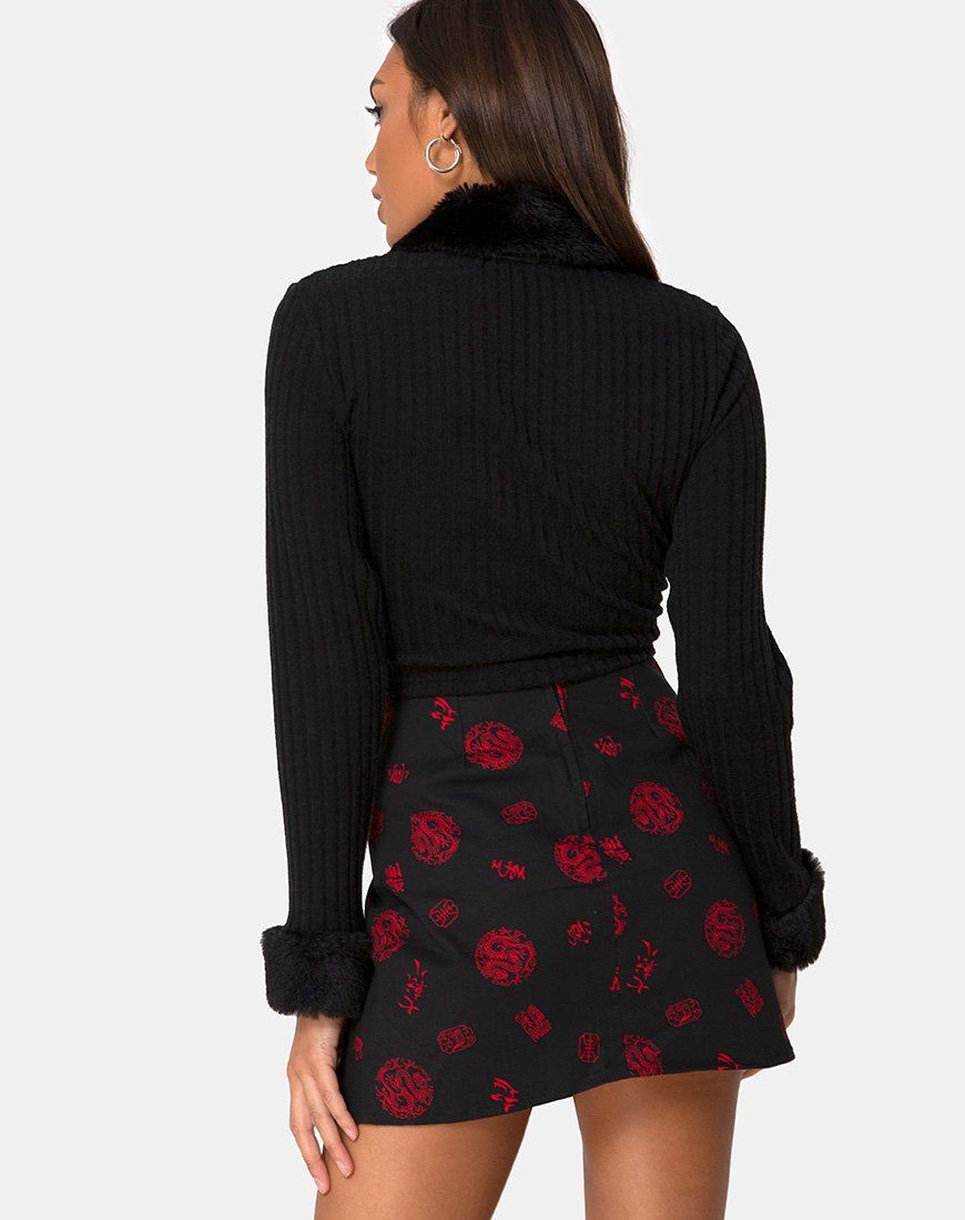 Pelmet Skirt in China Town Black Red sold by Motel Rocks product image thumbnail 2