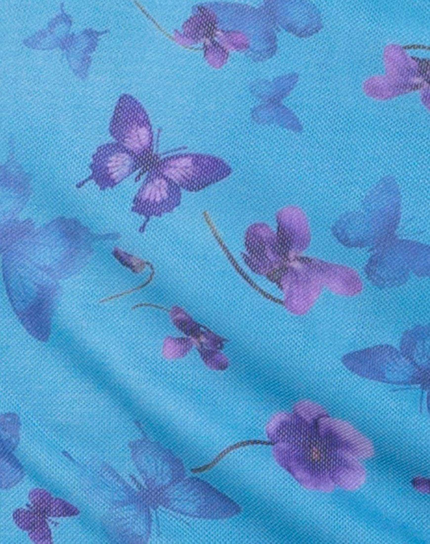 Kinnie Mini Skirt in Mesh Butterfly Azure sold by Motel Rocks product image thumbnail 4