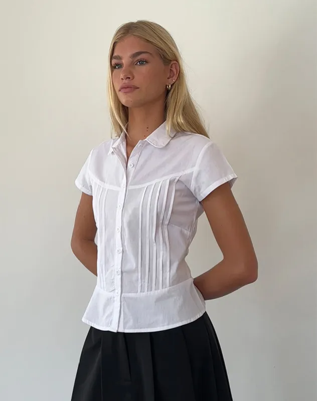Wilmot Blouse in White Poplin sold by Motel Rocks