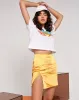 Shenka Mini Skirt in Satin Tangerine sold by Motel Rocks