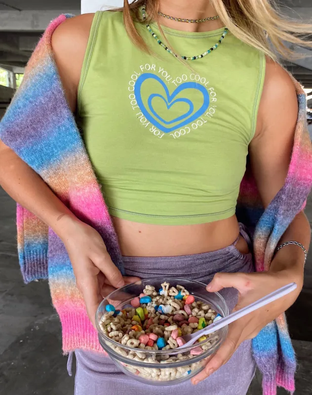 MOTEL X OLIVIA NEILL Gimon Top in Spinach Green Heart Too Cool For You sold by Motel Rocks
