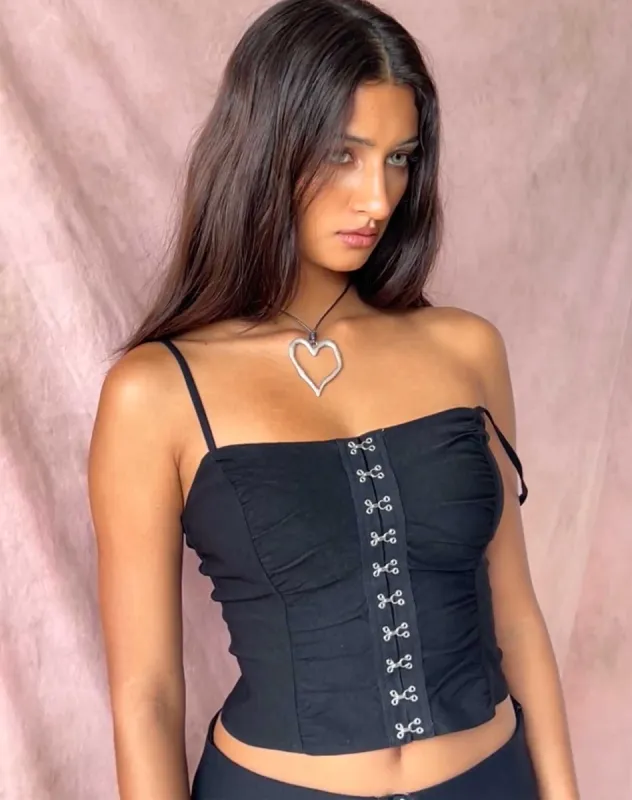 Hateya Corset Top in Black sold by Motel Rocks