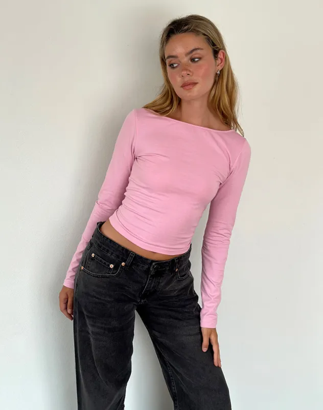 Amabon Long Sleeve Top in Flamingo Pink sold by Motel Rocks