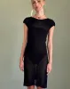 Adeline Midi Dress in Wide Rib Knit Black sold by Motel Rocks