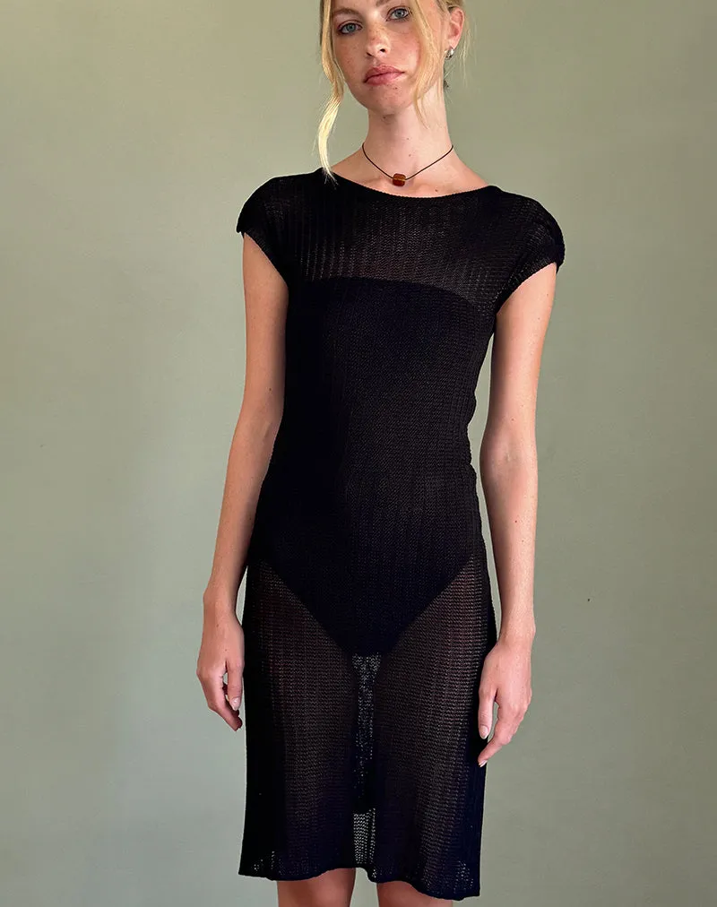 Adeline Midi Dress in Wide Rib Knit Black sold by Motel Rocks product image thumbnail 2