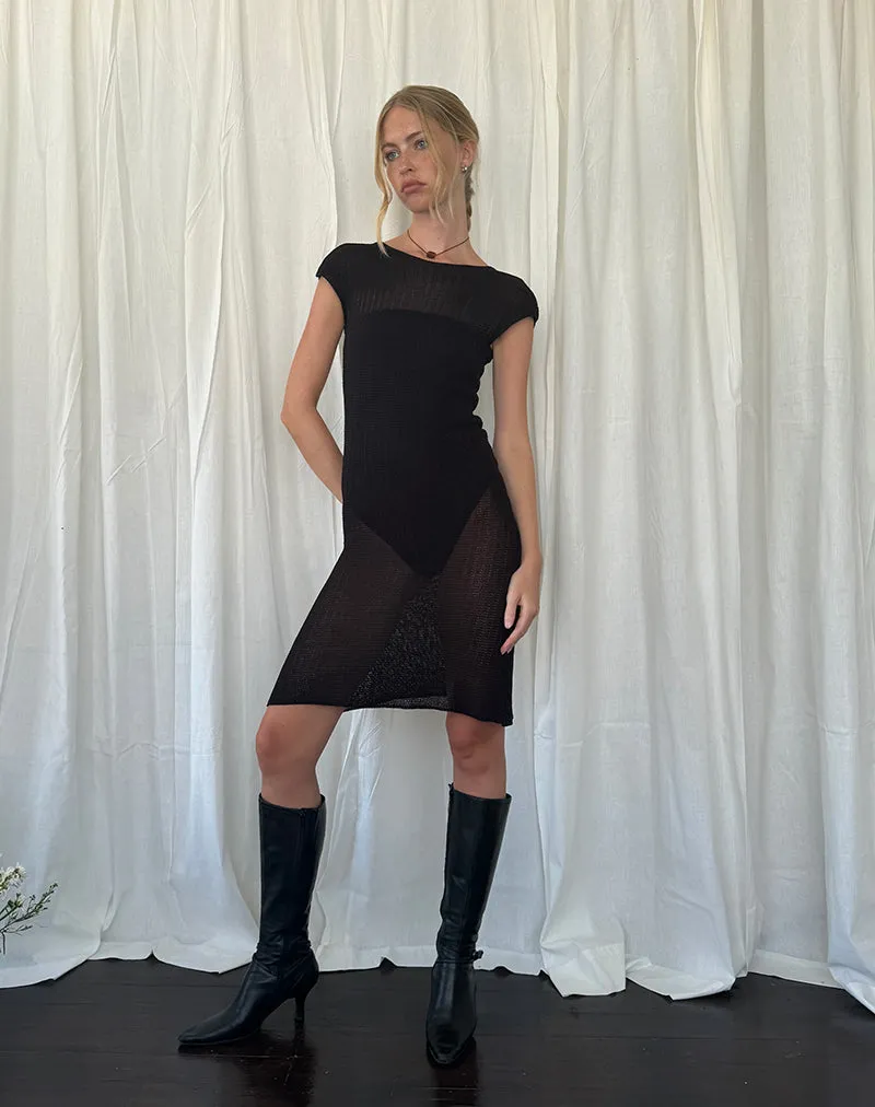 Adeline Midi Dress in Wide Rib Knit Black sold by Motel Rocks product image thumbnail 5