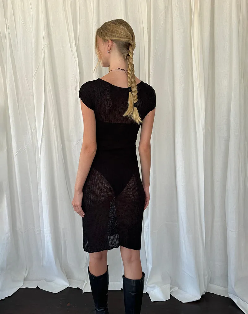 Adeline Midi Dress in Wide Rib Knit Black sold by Motel Rocks product image thumbnail 3