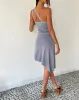 MOTEL X JACQUIE Chrissy Asymmetric Mini Dress in Slinky Grey sold by Motel Rocks