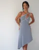 MOTEL X JACQUIE Chrissy Asymmetric Mini Dress in Slinky Grey sold by Motel Rocks