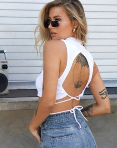 Quera Crop Top in Rib White sold by Motel Rocks