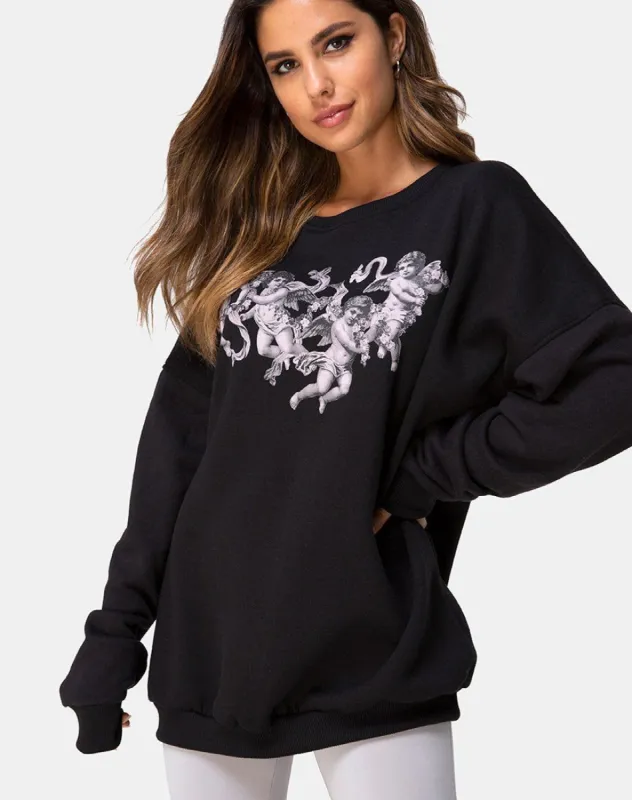 Sweatshirt in Black Cherub sold by Motel Rocks