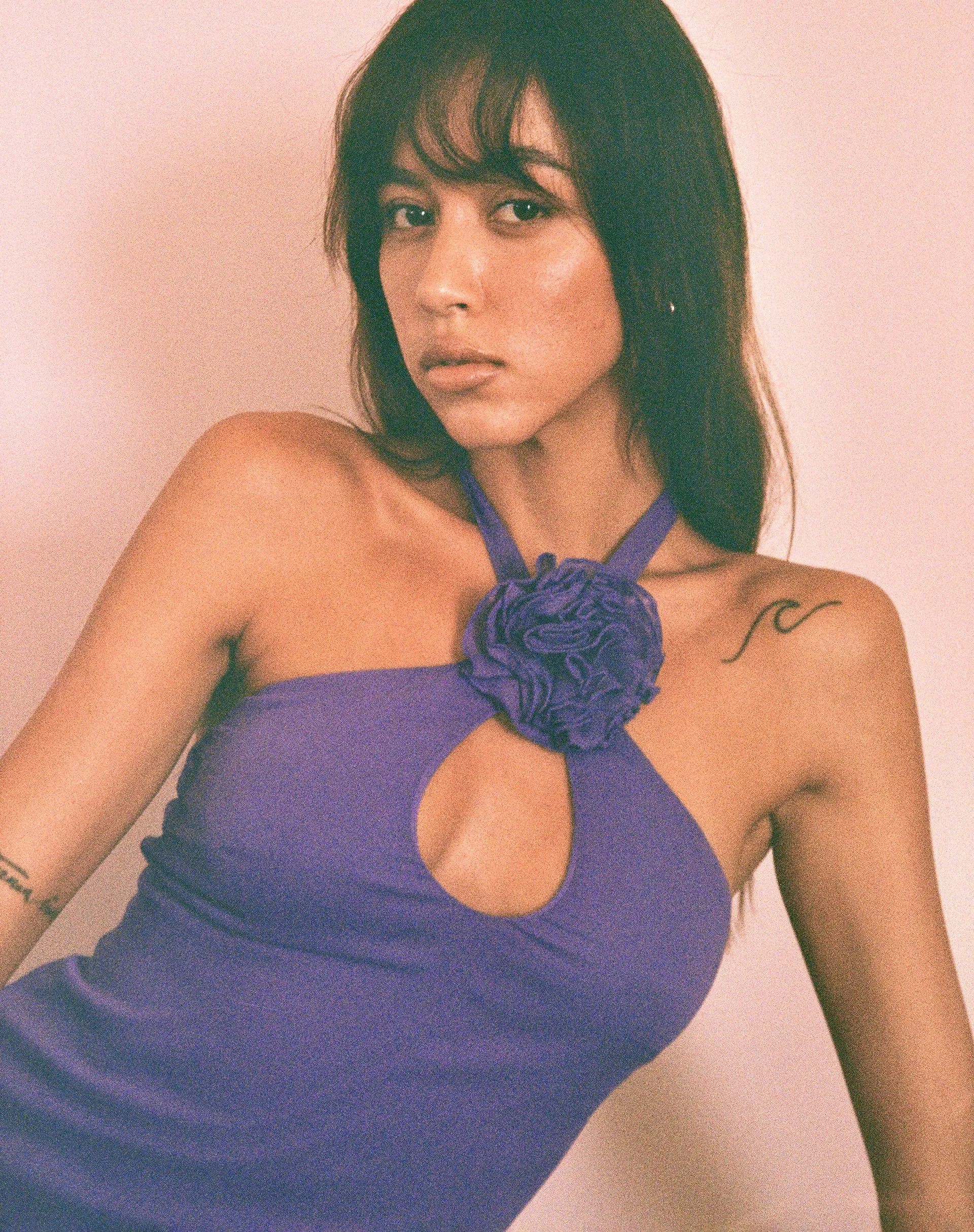 Isobel Rosette Ruffle Mini Dress in Purple Chiffon sold by Motel Rocks product image thumbnail 5
