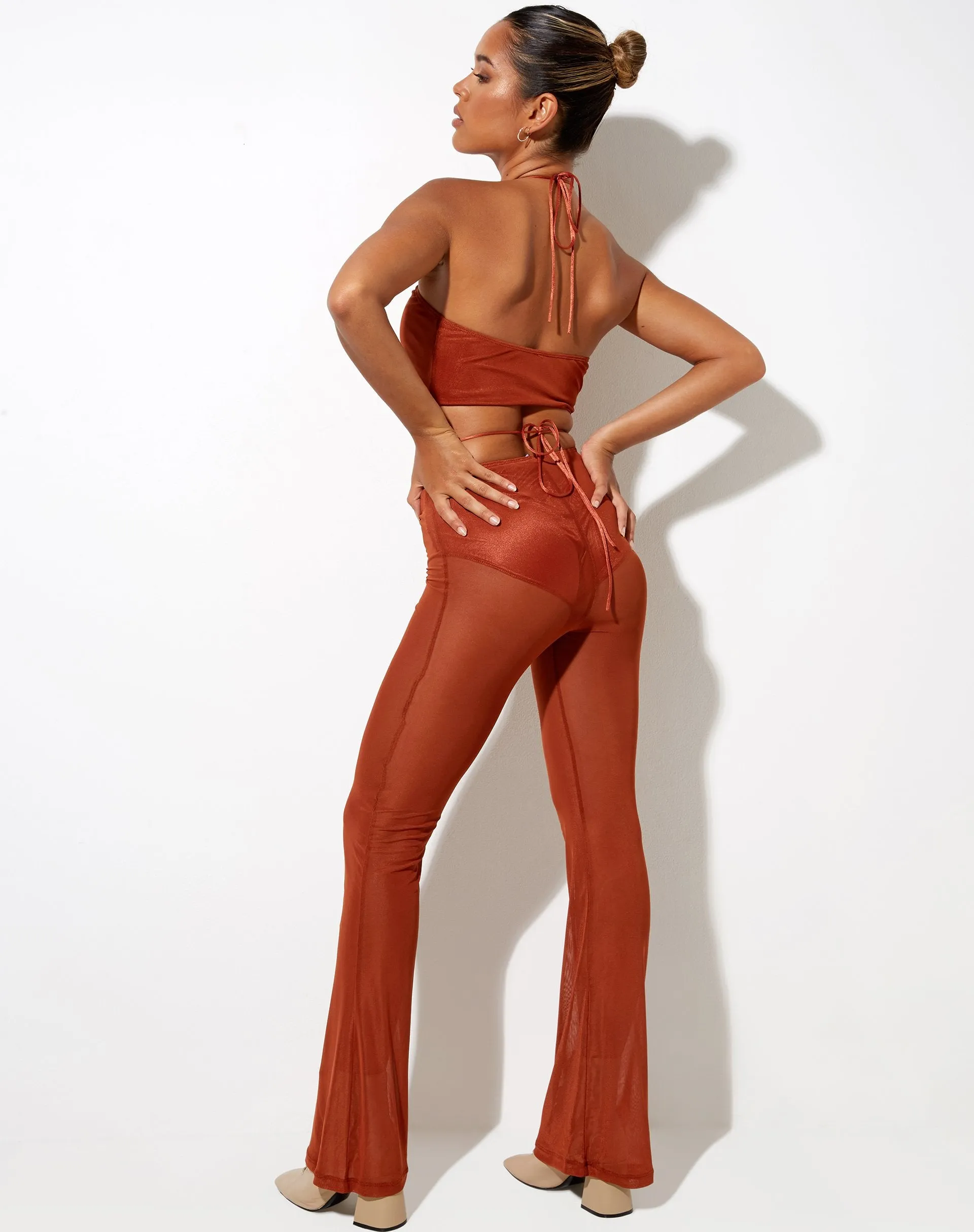 Taka Crop Top in Mesh Toffee sold by Motel Rocks product image thumbnail 5