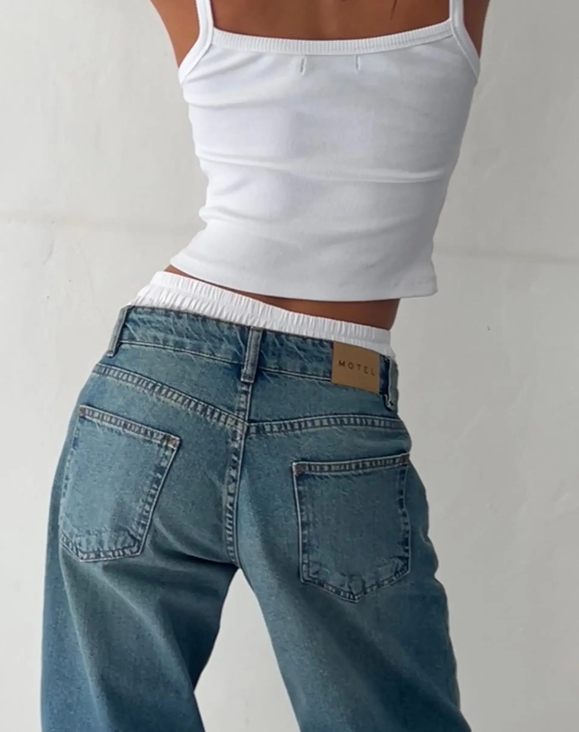 Roomy Extra Wide Low Rise Jeans in Vintage Blue Green sold by Motel Rocks product image thumbnail 5