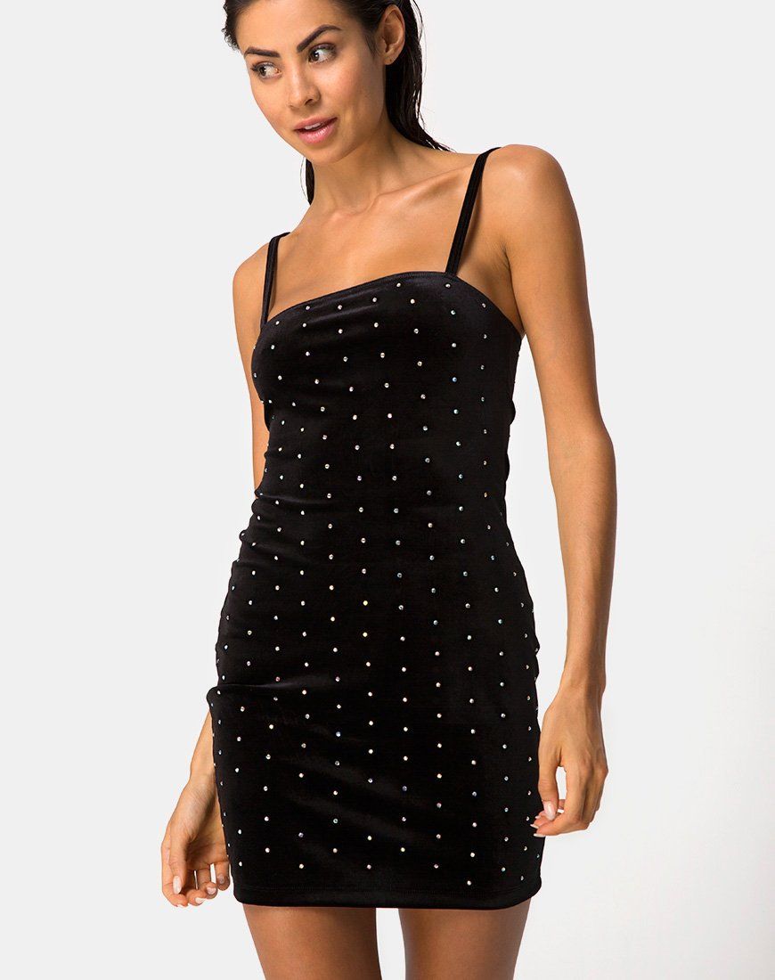 Selah Bodycon Dress in Diamante Black sold by Motel Rocks