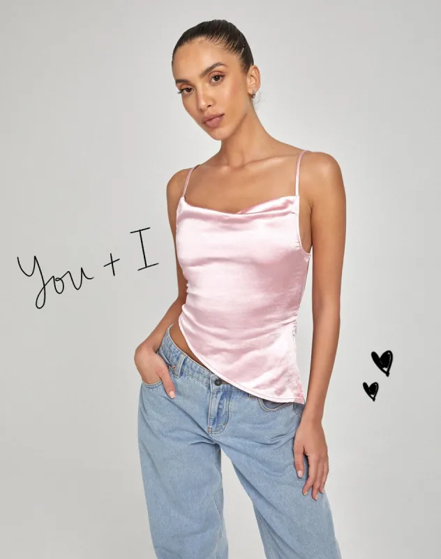 Sipin Top in Satin Pink sold by Motel Rocks