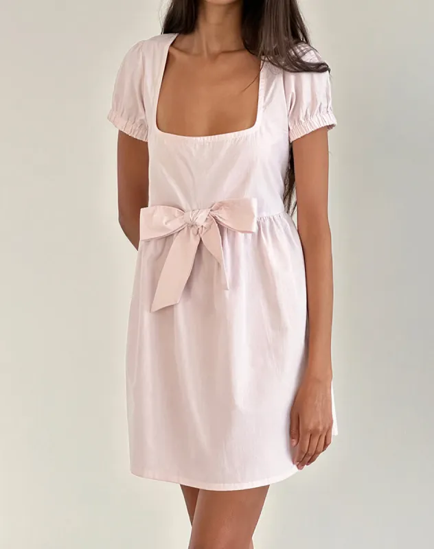 Leshiana Mini Dress in Poplin Light Pink sold by Motel Rocks